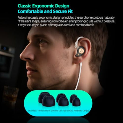 KZ Taurus in Ear Monitor Headphones, Horizontal 2DD in Ears, Gaming Earbuds, Noise Isolating Ear Buds Sound Localization in-Ears for Singers Musicians Audiophiles - color: ClearBlack, style: no Mic