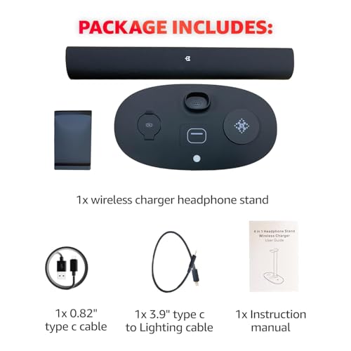 4 in 1 Wireless Charger with Headphone Stand Headset Holder & Station Dock for Apple Watch, AirPods Max/Pro/Pro 2/AirPods 4/ iPhone 16/15/14/13/12 LG, Samsung Galaxy