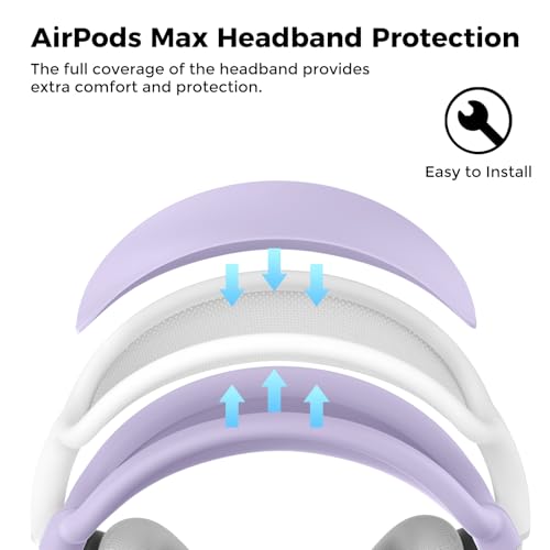 AHASTYLE Silicone Case Cover for AirPods Max 2/1 Headphones (USB-C/Lightning)(2026/2024/2020) [4 in 1] Anti-Scratch Ear Pad Cover/Ear Cups Cover/Headband Pad/Headband Cover AirPods Max Accessories - color: Purple