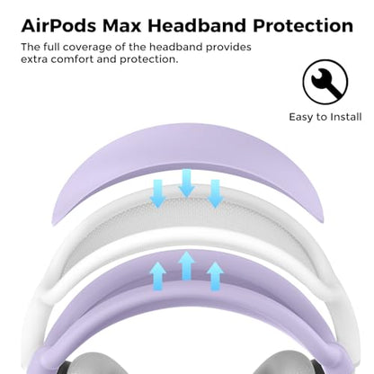 AHASTYLE Silicone Case Cover for AirPods Max 2/1 Headphones (USB-C/Lightning)(2026/2024/2020) [4 in 1] Anti-Scratch Ear Pad Cover/Ear Cups Cover/Headband Pad/Headband Cover AirPods Max Accessories - color: Purple