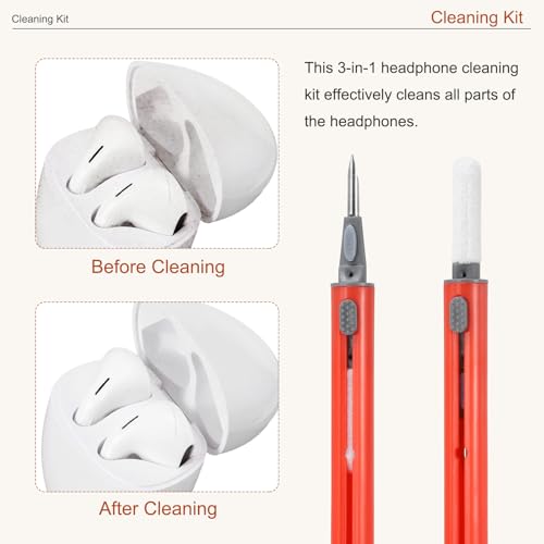 4PCS Earphone Cleaner Kit - Ultra Portable Multi-Function Cleaner Kit Soft Brush for Bluetooth Earphones Case Cleaning Tools, Red - color: Red