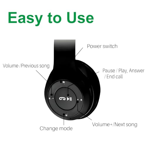 Upgraded Hybrid Noise Cancelling Headphones Over Ear with Transparent Modes Wireless Bluetooth with Mic Soft-Earpads Hi-Fi Audio Deep Bass Comfortable Fit Long Playtime for Home Office Travel Black