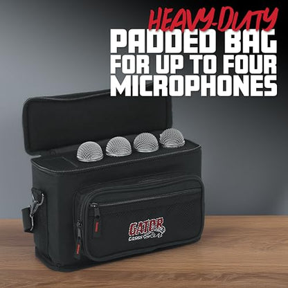 Gator Cases Padded Microphone Carry Bag; Holds up to (4) Wired Microphones. (GM-4) - size: (4) Wired Microphones (Nylon), style: (4) Wired Microphones (Nylon)