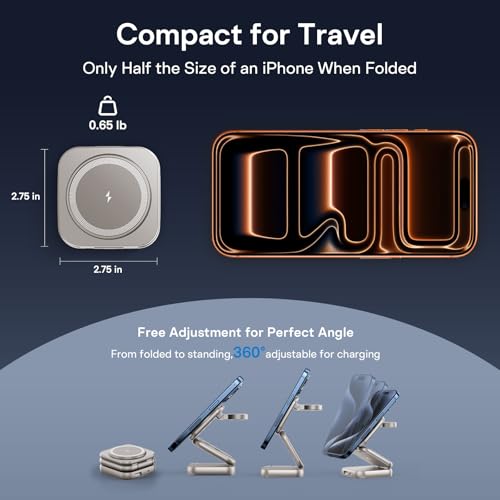 5-in-1 Wireless Charger for MagSafe, AC ISLAND Portable Travel Charging Station, 35W Max Qi2 Fast Foldable Magnetic Stand, Evolved for iPhone 17-12 Series, Apple Watch, AirPods (with 35W Adapter) - color: Titanium