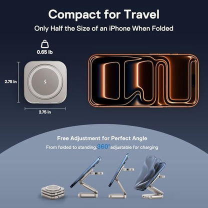 5-in-1 Wireless Charger for MagSafe, AC ISLAND Portable Travel Charging Station, 35W Max Qi2 Fast Foldable Magnetic Stand, Evolved for iPhone 17-12 Series, Apple Watch, AirPods (with 35W Adapter) - color: Titanium