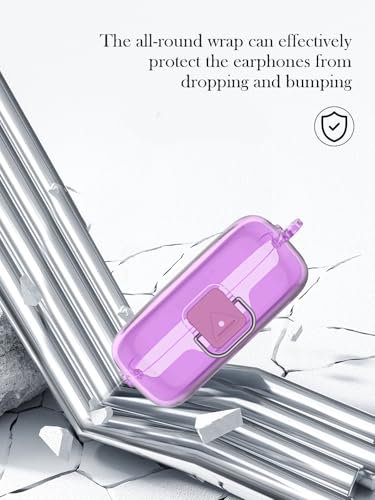 Case for Sony WF-C510 Noise Canceling Truly Wireless Earbud,BOVUGAC High Transparency Soft TPU Shockproof Cover with Keychain,Cleaning Kit and Lanyard-Clear Purple - color: Purple