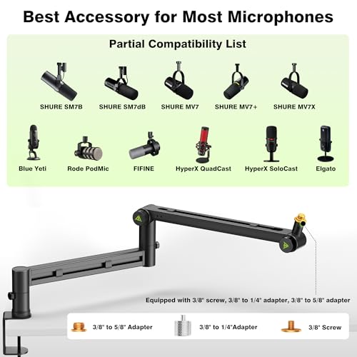 AA AUDIO ACCESSORY Low Profile Mic Boom Arm with Extension Rod