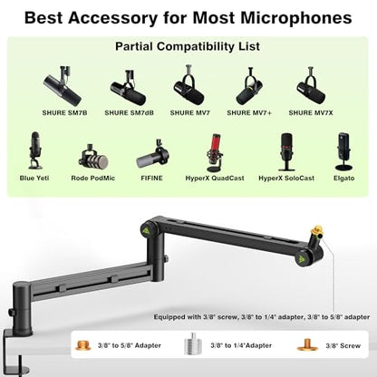 AA AUDIO ACCESSORY Low Profile Mic Boom Arm with Extension Rod