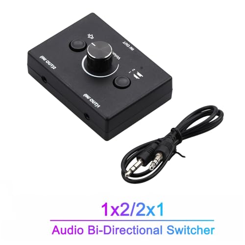 CHICHIYANG Plug and Play 3.5mm Audio Switch Switcher 1x2/2x1 Bi-Directional Switcher with Cable, High Performance