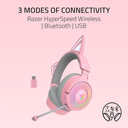 Razer Kraken Kitty V3 Pro Wireless RGB Gaming Headset, Pink - color: Quartz Pink