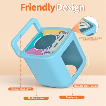 Silicone Protective Cover for Toniebox 2 Audio Player, Shockproof Anti Slip Silicone Case with Handle, Soft Easy Grip Cover, Easy to Clean Durable Sleeve (Blue) - color: Blue