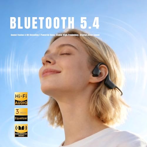 Bone Conduction Headphones, Open Ear Sports Headphones with MP3 Player | Hybrid Air & Bone Conduction Audio, IP68 waterproof, 32GB Bluetooth 6.0, 25g lightweight design for running cycling workouts