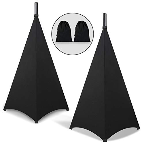 Dofilachy Speaker Stand Cover-DJ Bag with 360 Degree Cover, Speaker Tripod Scrim Cover for Speaker/Lighting with Free Travel Bag (Two Pack-Black) - color: Two Pack-black
