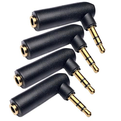 CESS 3.5mm Right Angle Male to Female Stereo Adapter, 4 Pack