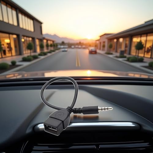 Black USB to AUX Adapter Cable,3.5mm Male AUX Plug to USB 2.0 Female Converter Adapter Cable Cord for Car Aux Port 20cm/8-inch Length Black OTG Adapter Accessories