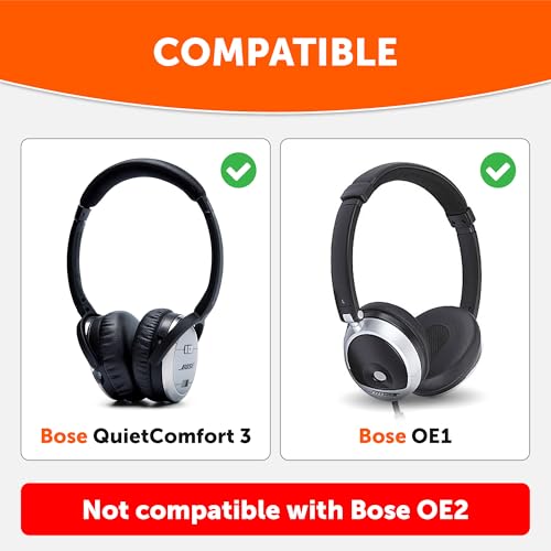 WC PadZ QC3 - Replacement Ear Cushions for Bose QuietComfort 3 | Made by Wicked Cushions | Extra Durable Leather, Softer Memory Foam, Added Thickness | Black