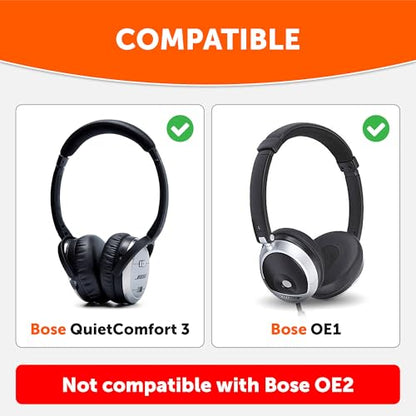 WC PadZ QC3 - Replacement Ear Cushions for Bose QuietComfort 3 | Made by Wicked Cushions | Extra Durable Leather, Softer Memory Foam, Added Thickness | Black