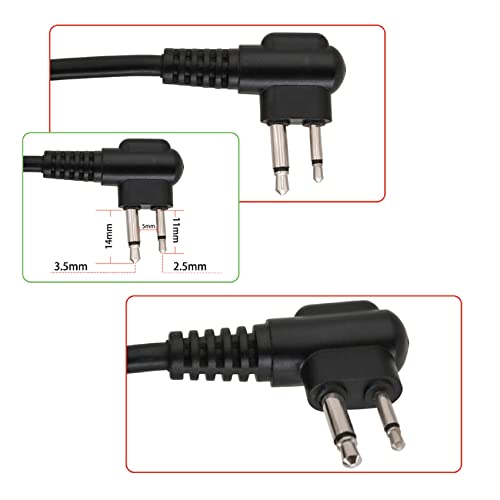 HEARFALCOM Tactical Headset Adapter U94 V2 - 2 Pin Motorola PTT Push to Talk Adapter with Standard 7.00mm Jack - Compatible with Civilian Tactical Headset (Black) - color: BK 2