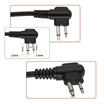 HEARFALCOM Tactical Headset Adapter U94 V2 - 2 Pin Motorola PTT Push to Talk Adapter with Standard 7.00mm Jack - Compatible with Civilian Tactical Headset (Black) - color: BK 2