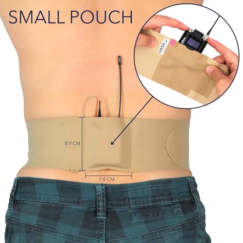 URSA Waist Strap - Ultra Slim, Breathable & Stretchy Microphone Transmitter Straps. Compatible with Most Transmitter/Receivers (Beige, Small Waist - Small Pouch) - color: Beige, size: Small Waist - Small Pouch