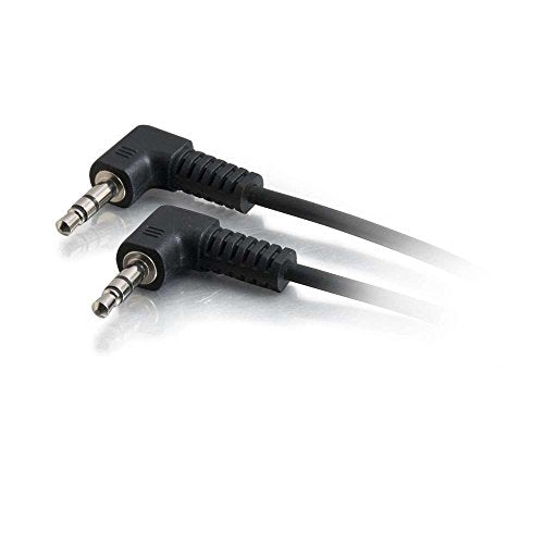 Legrand - C2G Velocity 3.5mm Right Angle Stereo Audio Extension Cable, Male to Male Auxiliary Cable, Black Auxillary Port Extension Cable, 1.5 Feet, 1 Count, C2G 40582
