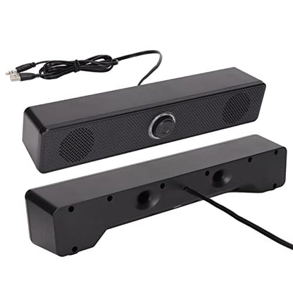 E 350TS Computer Speaker, 3.5mm Input PC Speaker Wired Desktop Speaker with Volume Control USB Powered Computer Soundbar for Desktop, PC, Laptop, Tablet