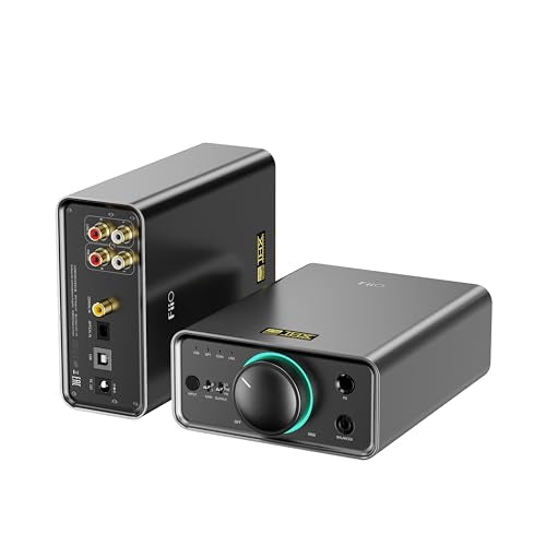 FiiO K7 Full Balanced HiFi DAC Headphone Amplifier AK4493S*2, XMOS XU208 PCM384kHz DSD256,USB/Optical/Coaxial/RCA Inputs, 6.35mm/4.4mm Output (Titanium) - color: Titanium