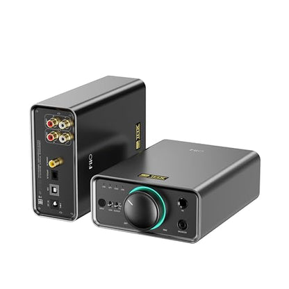 FiiO K7 Full Balanced HiFi DAC Headphone Amplifier AK4493S*2, XMOS XU208 PCM384kHz DSD256,USB/Optical/Coaxial/RCA Inputs, 6.35mm/4.4mm Output (Titanium) - color: Titanium