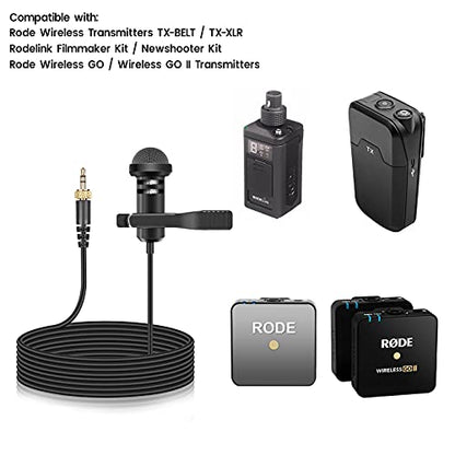 2-Pack Lavalier Microphone for Rode Wireless Pro, GO II 2 Transmitters | Omnidirectional Condenser Lapel Mic with Screw Lock for Vlog/Lectures/Broadcasters - color: Screw Version