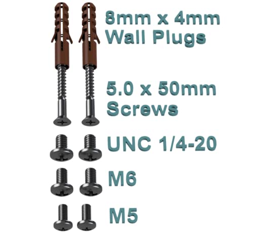 Speaker Wall Mount Brackets - Slim Satellite Design, Universally Compatible for Bose & Most Brands, Heavy Duty Holds 33 lbs, Industrial Metal, M5 M6 UNC 1/4-20 Screws (2 Pack, Black) - size: 2 Pack