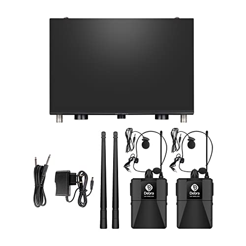 D Debra Audio AU200 Pro UHF 2 Channel Wireless Microphone System with Cordless Handheld Lavalier Headset Mics, Metal Receiver, for Karaoke Church Party (2 Bodypack) - style: 2 Bodypack