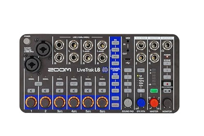Zoom LiveTrak L6 Mixer/Recorder for Musicians & Podcasters | Clip-Free Audio with 32-Bit Float, 10 Channels, 2 Combo + 4 Stereo Inputs, MIDI, Effects, Battery Powered
