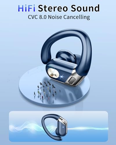2026 Ear buds Wireless Earbuds, Bluetooth 5.4 headphones Sport 50 Hrs | Noise Cancelling Running Headphones, Over Ear Earbuds with Ear Hooks, Bluetooth Earphones with IP7 Waterproof for Android/iOS - color: Green
