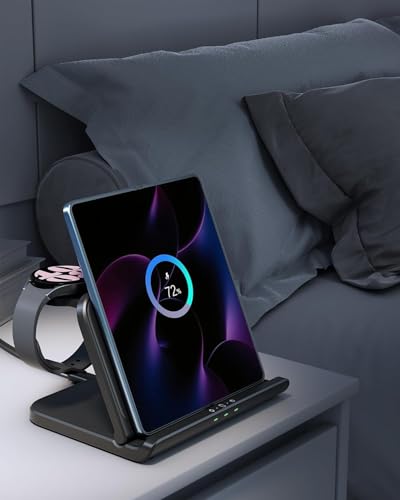 3 in 1 Wireless Charger Stand for Samsung Galaxy Z Fold 8/Z Fold 8 Ultra | Charging Station for Samsung Galaxy Z Fold 7/6/5/4/3, Galaxy Watch 8/8 Classic/Ultra/7/6/5/4, Galaxy Buds, SwanScout 705S