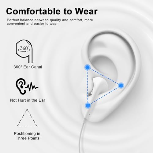 2 Pack [Apple MFi Certified] Wired Headphones for iPhone 14 13 12 Pro Max | for iPhone Earbuds with Built-in Microphone & Volume Control Nosie Reduction Earphones for iPhone 14 13 12 11 Pro Max XS XR X - color: LWhite