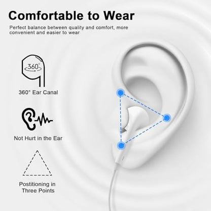 2 Pack [Apple MFi Certified] Wired Headphones for iPhone 14 13 12 Pro Max | for iPhone Earbuds with Built-in Microphone & Volume Control Nosie Reduction Earphones for iPhone 14 13 12 11 Pro Max XS XR X - color: LWhite