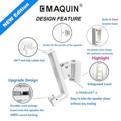 Wall Mounts Brackets-Pair Set(2PCS) for SONOS ONE/SONOS ONE SL/SONOS Play 1 Speaker (Include 2PCS,Swivel and Tilt,Compatible with Both SONOS ONE/ONE SL/SONOS Play 1,White Pair) - color: WHITE, size: Pair set