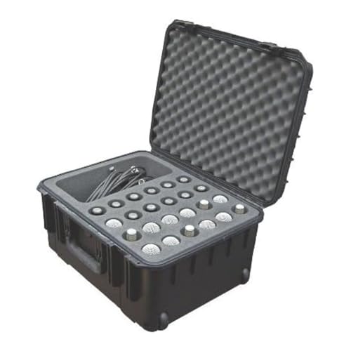 SKB Injection Molded Case w/Foam for (24) Mics w/storage compartment and wheels - size: 24 Mic