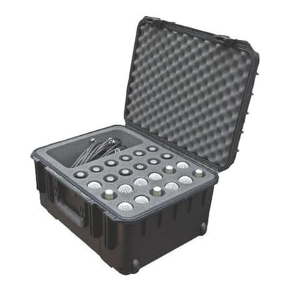 SKB Injection Molded Case w/Foam for (24) Mics w/storage compartment and wheels - size: 24 Mic