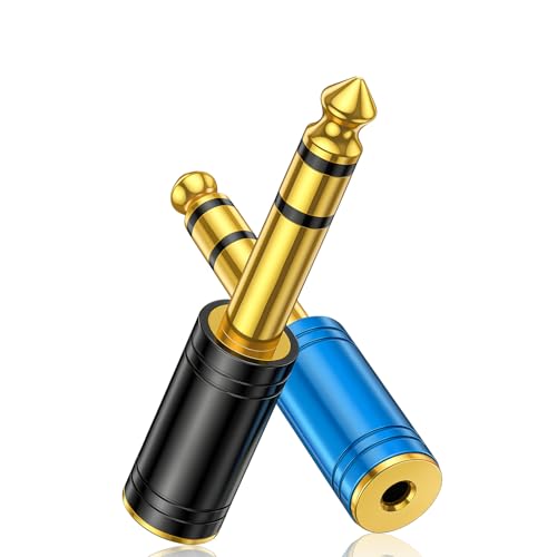 2-Pack 3.5mm to 1/4 Headphone Adapter – Heavy-Duty 6.35mm | Male to 1/8" Female Headphone Jack Adapter for Amp, Guitar, Mixer, Home Theater, AV Receiver – Copper Construction for Clear - style: 2 pair 6.5mm