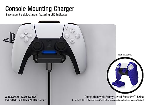 PS5 Controller Charger Console and Wall Mount (All Black) | Fast Charging Station Hanging Dock, Headphone Hook, LED Indicator, Overcharge Protection for Playstation 5 DualSense - color: All Black