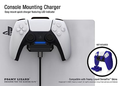 PS5 Controller Charger Console and Wall Mount (All Black) | Fast Charging Station Hanging Dock, Headphone Hook, LED Indicator, Overcharge Protection for Playstation 5 DualSense - color: All Black