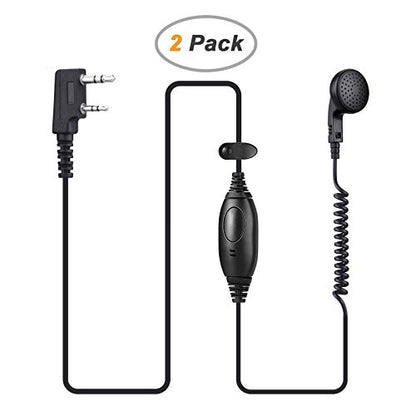 2-Pack 2-Way Radio Earpiece 3.5mm/2.5mm 2-Pin Compatible with Kenwood Bao F | Classic Walkie Headset with Mic, Two-Way Radios with PTT for Bao Feng