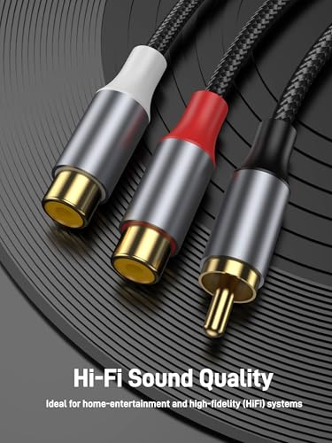 RCA Splitter Cable, 20CM RCA Y Splitter 1 Male to 2 Female 2 Pack, Short RCA Stereo Audio Speaker Splitter Cable for Amplifier, Subwoofer, Home Theater, DVD, TV, Speaker. - size: 2 Pack