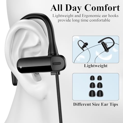 Wired Earbuds 3.5mm 90 Degree Angled Plug EarHook Sport Over Ear Headphones | Noise Isolating Earphones with Mic In-Line Control for iPhone for Samsung for Android Laptop PC/Switch 3.5mm Jack Devices