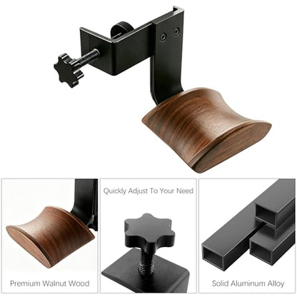 Headphone Holder Walnut Wood & Solid Metal Headset Hanger Stand for Desk Adjustable Design Ideal Headphone Stand for All Headphone Sizes