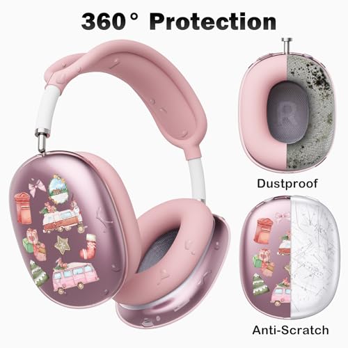 for AirPods Max Headphones Christmas Ear Covers for AirPods Max 2 | Cute Bus Clear Ear Cups Cover | Pink Silicone Ear Pad Case Headband Cover for Apple AirPods Max 2/1 (2026/2024/2020) - color: Bus/Pink