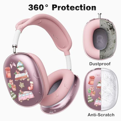 for AirPods Max Headphones Christmas Ear Covers for AirPods Max 2 | Cute Bus Clear Ear Cups Cover | Pink Silicone Ear Pad Case Headband Cover for Apple AirPods Max 2/1 (2026/2024/2020) - color: Bus/Pink