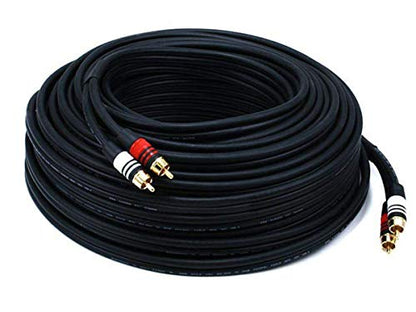 Monoprice 105349 75-Feet 22AWG Premium 2 RCA Plug to2 RCA Plug Cable - Black - size: 75ft
