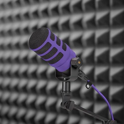 Rode PodMic Dynamic Broadcast Microphone with PSA1+ Microphone Boom Arm, WS14 Pop Filter, and Premium XLR Cable (Purple)